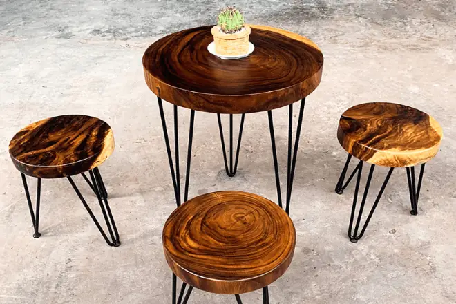 Bàn Cafe Gỗ Me Tây Nguyên Khối: Mẫu Đẹp, Giá Tốt & Tư Vấn Chọn Mua