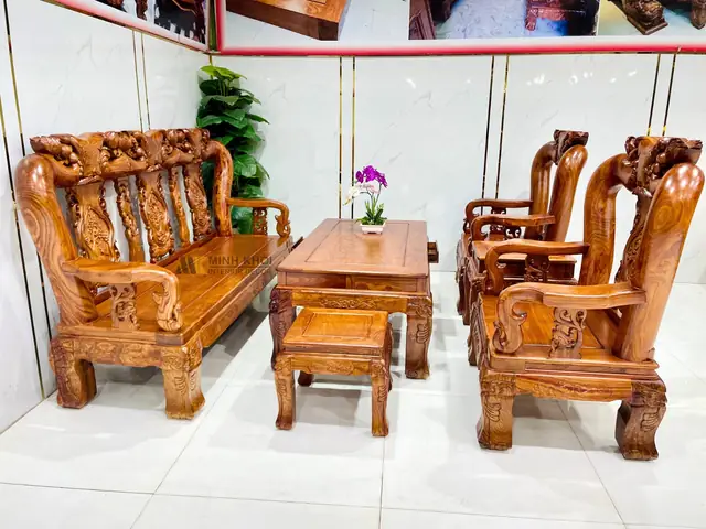 Bộ Bàn Ghế Gỗ Hương Vân Tay 14: Kiểu Dáng, Kích Thước Và Mẫu Mã Đẹp