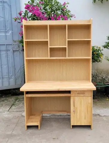 Bàn Học Sinh Liền Giá Sách Gỗ Tự Nhiên: Mẫu Đẹp, Bền & Tiện Lợi Cho Bé