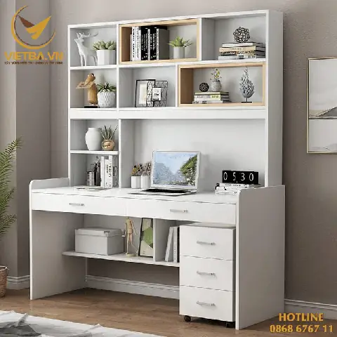 Bàn Làm Việc Liền Giá Sách Hiện Đại: Chọn Mẫu Đẹp, Tiện Lợi, Tối Ưu Không Gian