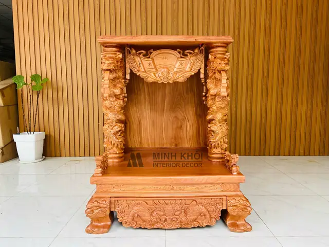 Bàn Thờ Ông Địa Gỗ Gõ Đỏ: Kích Thước, Mẫu Mã & Lưu Ý Chọn Mua