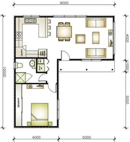 Mẫu Bản Vẽ Nhà Cấp 4 1 Phòng Ngủ Đẹp, Đơn Giản, Đầy Đủ Công Năng