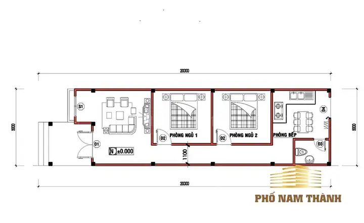 Bản Vẽ Nhà Cấp 4 2 Phòng Ngủ 5x20: Mẫu Thiết Kế Hiện Đại & Chi Phí Tối Ưu