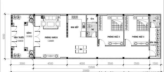 Bản Vẽ Nhà Cấp 4 2 Phòng Ngủ 5x20: Mẫu Thiết Kế Hiện Đại & Chi Phí Tối Ưu
