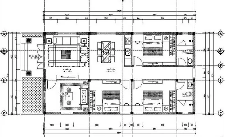 Bản Vẽ Nhà Cấp 4 7x15m 3 Phòng Ngủ: Mẫu Đẹp, Tối Ưu Công Năng, Chi Phí Hợp Lý Bản Vẽ Nhà Cấp 4 7x15m 3 Phòng Ngủ: Mẫu Đẹp, Tối Ưu Công Năng, Chi Phí Hợp Lý