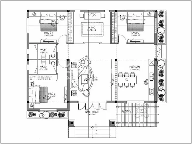 Tổng Hợp Mẫu Bản Vẽ Thiết Kế Nhà 3 Phòng Ngủ Đẹp, Tiện Nghi
