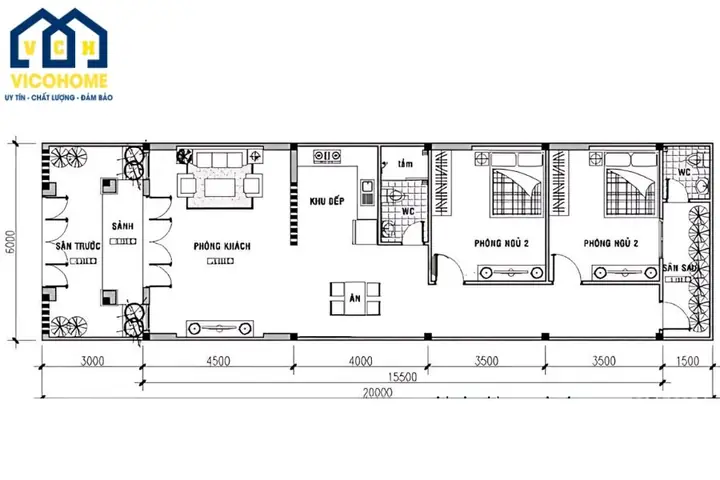 Bản Vẽ Thiết Kế Nhà Ống 1 Tầng 5x20m: Mẫu Đẹp, Tối Ưu Công Năng & Chi Phí