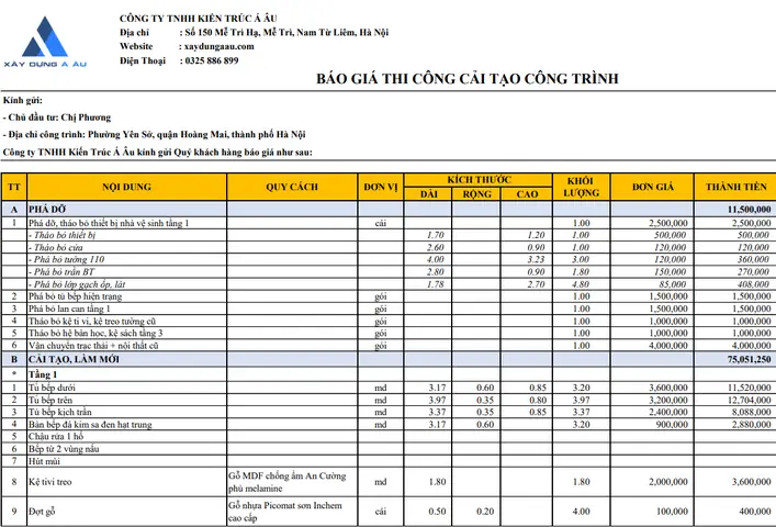 Báo Giá Cải Tạo Nhà Chi Tiết Theo Hạng Mục & Tư Vấn Dịch Vụ Trọn Gói Báo Giá Cải Tạo Nhà Chi Tiết Theo Hạng Mục & Tư Vấn Dịch Vụ Trọn Gói