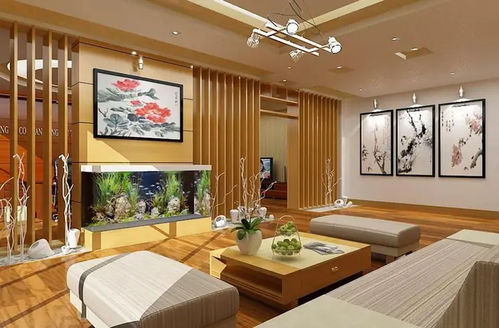 100+ Mẫu Bể Cá Phòng Khách Đẹp: Tư Vấn Chọn, Bố Trí Phong Thủy & Hợp Xu Hướng