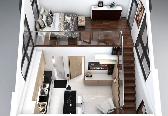 Bố Trí Nhà 30m2 Có Gác Lửng: Ý Tưởng Thiết Kế & Tối Ưu Không Gian Tiện Nghi Bố Trí Nhà 30m2 Có Gác Lửng: Ý Tưởng Thiết Kế & Tối Ưu Không Gian Tiện Nghi