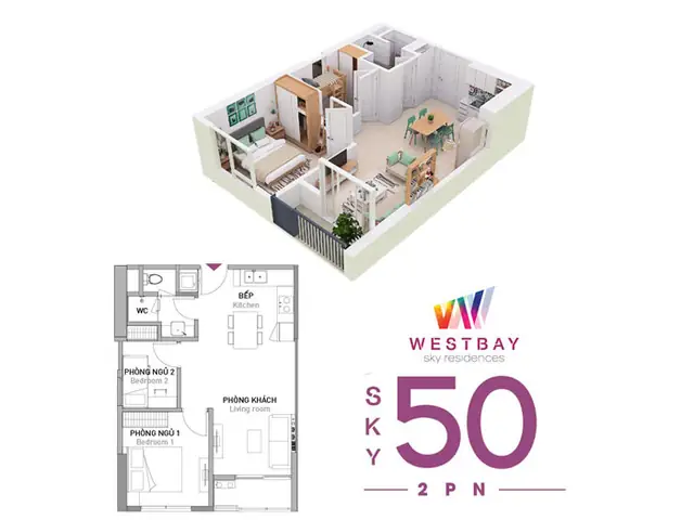 Mẫu Thiết Kế & Thi Công Chung Cư 50m2 2 Phòng Ngủ Hiện Đại, Tiện Nghi