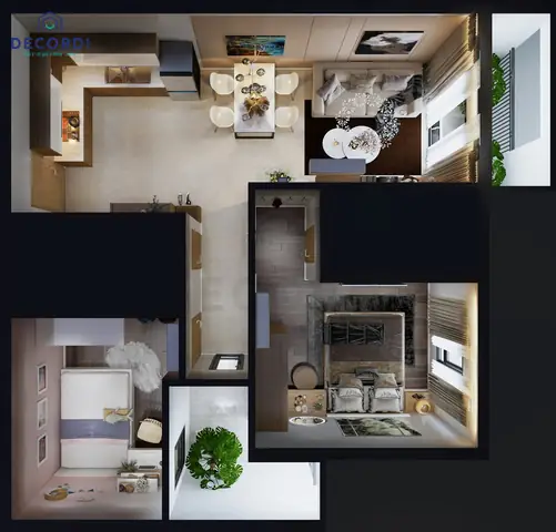Mẫu Thiết Kế & Thi Công Chung Cư 50m2 2 Phòng Ngủ Hiện Đại, Tiện Nghi