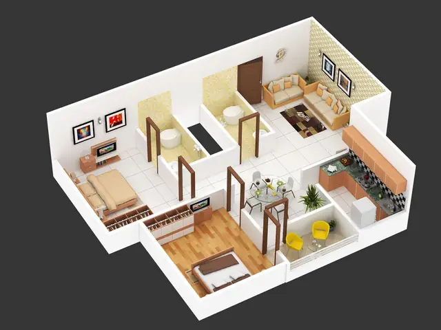 Mẫu Thiết Kế & Thi Công Chung Cư 50m2 2 Phòng Ngủ Hiện Đại, Tiện Nghi