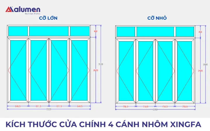 Kích Thước Cửa Chính 4 Cánh Chuẩn Phong Thủy & Hướng Dẫn Chọn Lựa