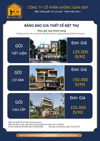Báo Giá Thiết Kế Biệt Thự Chi Tiết & Yếu Tố Ảnh Hưởng Năm 2026