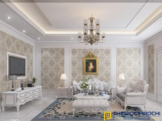 Giấy Dán Tường Tân Cổ Điển: Mẫu Mã Sang Trọng, Lựa Chọn Cho Biệt Thự & Chung Cư Cao Cấp