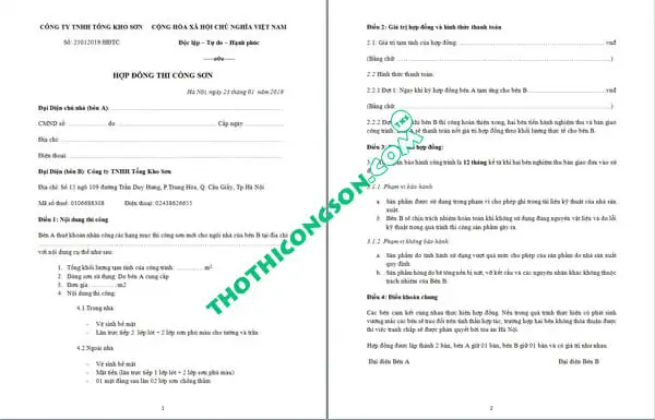 Mẫu Hợp Đồng Thi Công Sơn Công Trình Chuẩn & Chi Tiết Nhất 2025