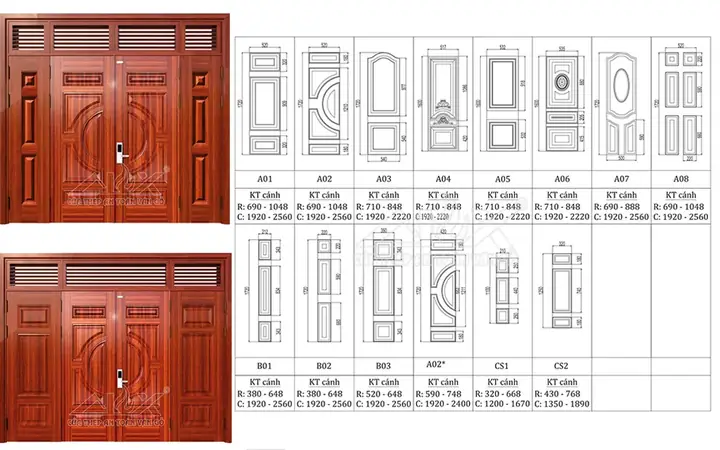 Kích Thước Cửa Chính 4 Cánh Lệch Chuẩn Phong Thủy & Hợp Kiến Trúc