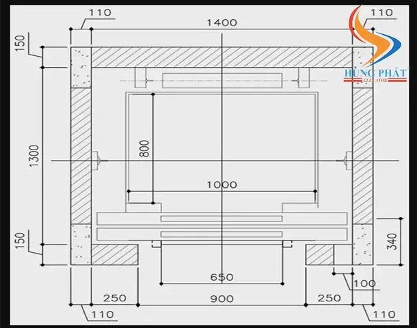 Kích Thước Hố Thang Máy 250kg Tiêu Chuẩn & Thông Số Chi Tiết