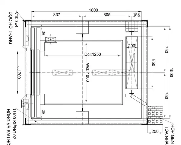 Kích Thước Thang Máy Mitsubishi 1000kg: Thông Số Hố Thang, Cabin & Cửa Chuẩn