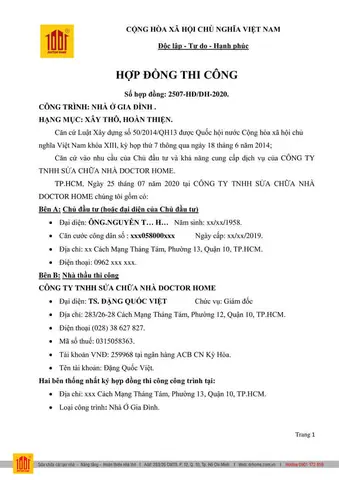 Mẫu Hợp Đồng Thi Công Nhà Ở Mới Nhất: Chuẩn Pháp Lý & Thực Tiễn