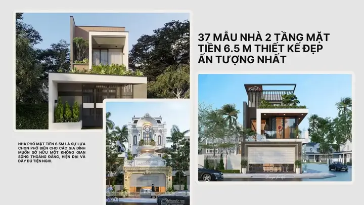 Mẫu Nhà 2 Tầng Mặt Tiền 6.5m: 35+ Thiết Kế Ấn Tượng & Tiện Nghi