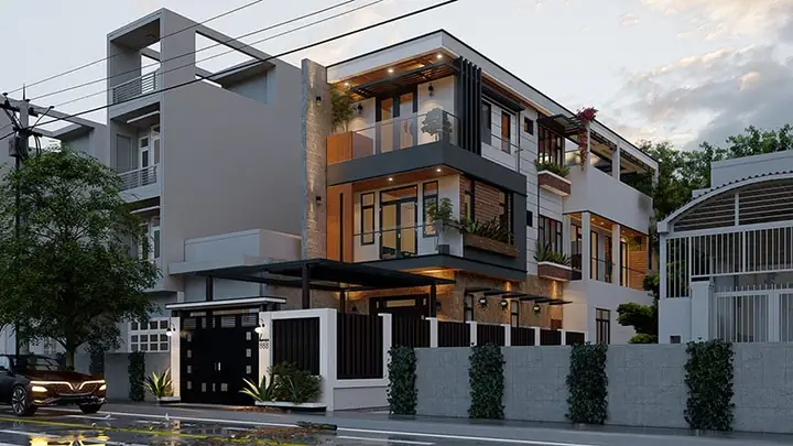 25+ Mẫu Nhà 3 Tầng 2 Mặt Tiền Hiện Đại Đẹp, Sang Trọng & Xu Hướng Mới Nhất