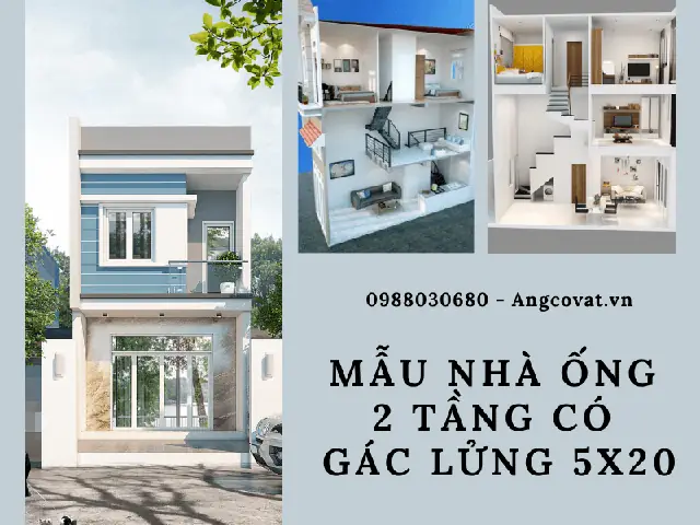 Nhà Ống 2 Tầng Có Gác Lửng: Mẫu Thiết Kế Đẹp, Tối Ưu Không Gian & Chi Phí Xây Dựng