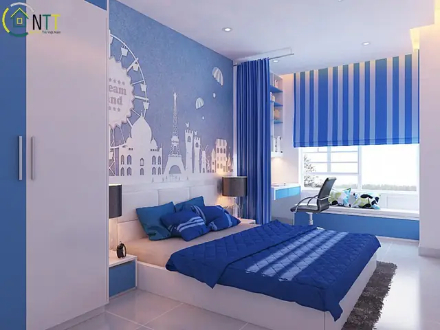 Phòng Ngủ Sơn Màu Xanh Nước Biển: Ý Tưởng, Phối Màu & Phong Thủy