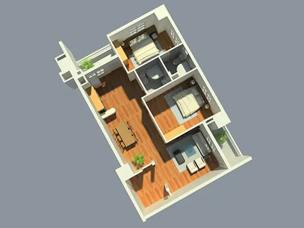 Top Mẫu Thiết Kế Căn Hộ 30m2 2 Phòng Ngủ Đẹp, Tối Ưu Diện Tích