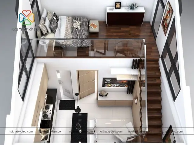 Top Mẫu Thiết Kế Căn Hộ 30m2 2 Phòng Ngủ Đẹp, Tối Ưu Diện Tích
