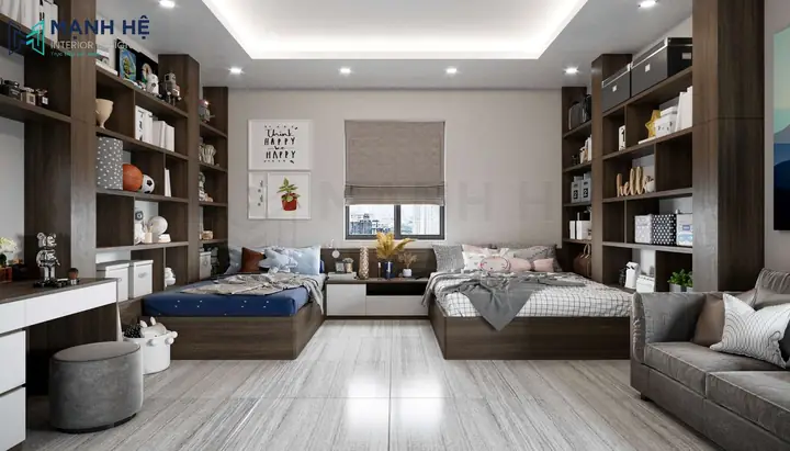 Top 25+ Mẫu Thiết Kế Phòng Ngủ Chung Cho Bố Mẹ Và Con Đẹp, Tiện Nghi