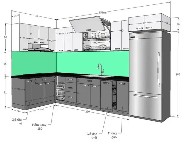 Tiêu Chuẩn Thiết Kế Bếp: Kích Thước, Kích Thước Tủ & Diện Tích Tối Ưu Tiêu Chuẩn Thiết Kế Bếp: Kích Thước, Kích Thước Tủ & Diện Tích Tối Ưu