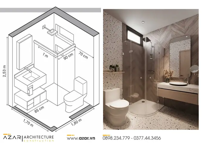 Tiêu Chuẩn Thiết Kế Khu Vệ Sinh: Diện Tích, Kích Thước & Yêu Cầu Chi Tiết