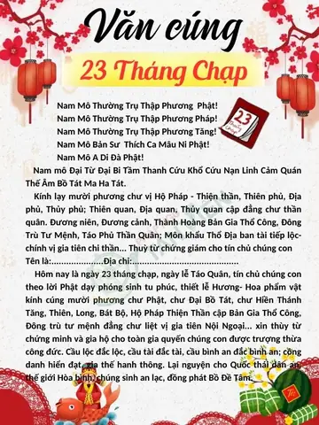 Văn Khấn Ông Công Ông Táo Ngày 23 Tháng Chạp Chuẩn Nhất 2022